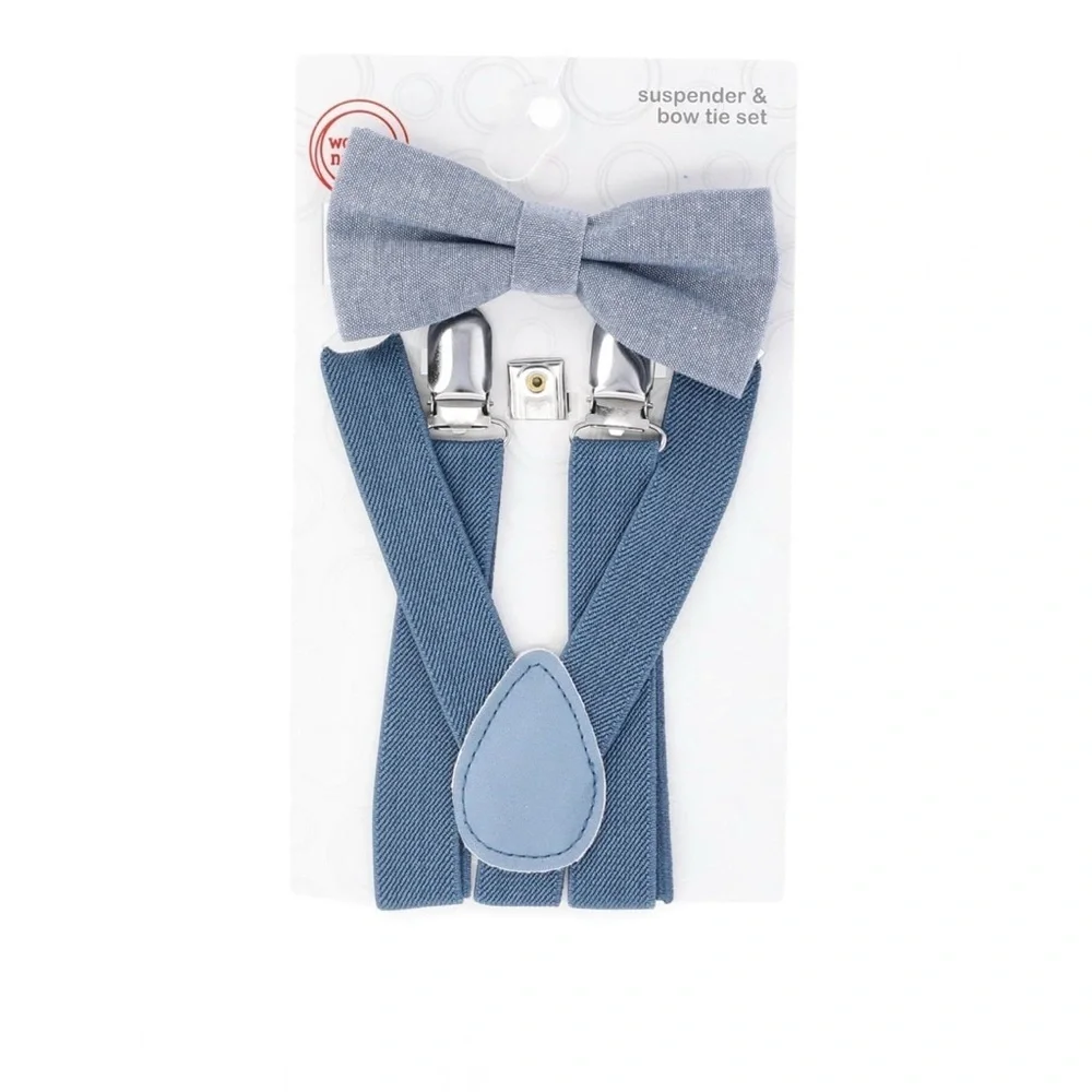 Boys Stretch Suspenders and Bow Tie Set, 2-Piece & Necktie and Pocket Square Set